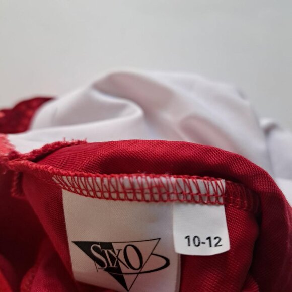 Six-O sequin RED holiday skating show sparkle dance dress girl size 10-12 - Picture 4 of 4